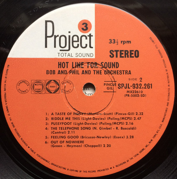 Bob & Phil And The Orchestra – Hot Line For Sound (Musical Explorations In Beats...Bongos...Boffs) LP vinyl record, image 4 of 4