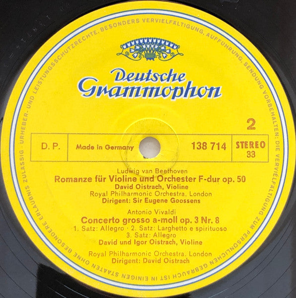 David Oistrach, Igor Oistrach, Johann Sebastian Bach, Ludwig van Beethoven, Antonio Vivaldi – David Und Igor Oistrach LP vinyl record, image 4 of 4