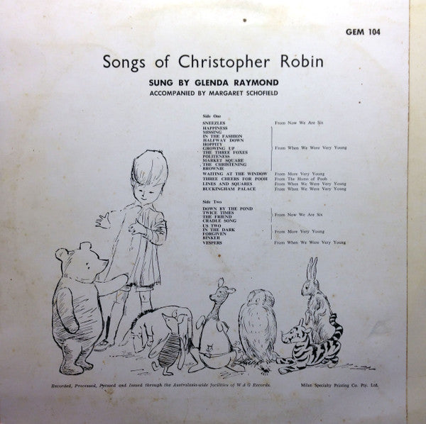 Glenda Raymond, Margaret Schofield – Songs Of Christopher Robin LP vinyl record, image 2 of 4