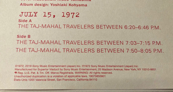 The Taj-Mahal Travellers – July 15, 1972 LP vinyl record, image 3 of 10