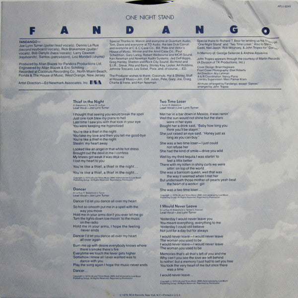 Fandango – One Night Stand LP vinyl record, image 5 of 6