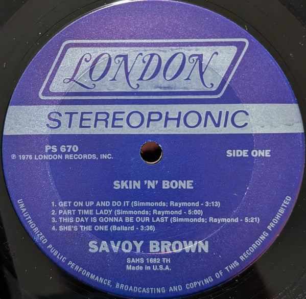 Savoy Brown – Skin 'N' Bone LP vinyl record, image 3 of 4