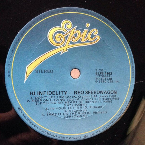 REO Speedwagon – Hi Infidelity LP vinyl record, image 3 of 6