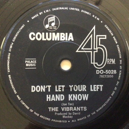 The Vibrants – Don't Let Your Left Hand Know 7" vinyl record, image 1 of 2