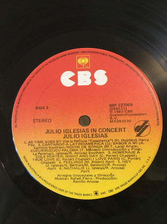 Julio Iglesias – In Concert LP vinyl record, image 4 of 4