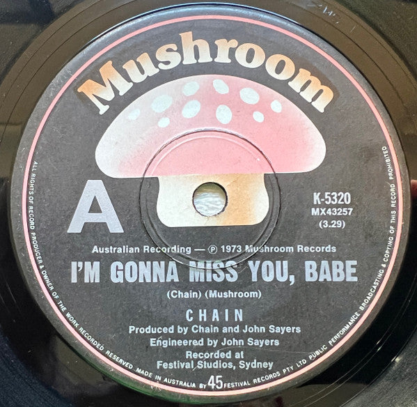 Chain – I'm Gonna Miss You, Babe 7" vinyl record, image 1 of 2
