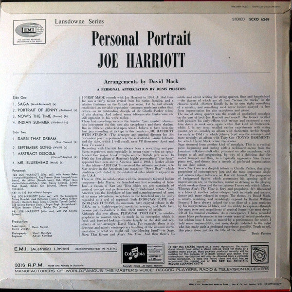 Joe Harriott – Personal Portrait LP vinyl record, image 2 of 5