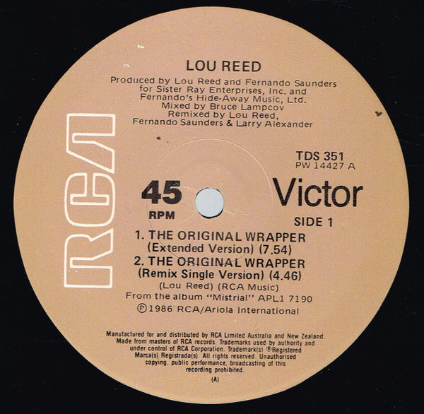 Lou Reed – The Original Wrapper / Video Violence 12" vinyl record, image 3 of 3