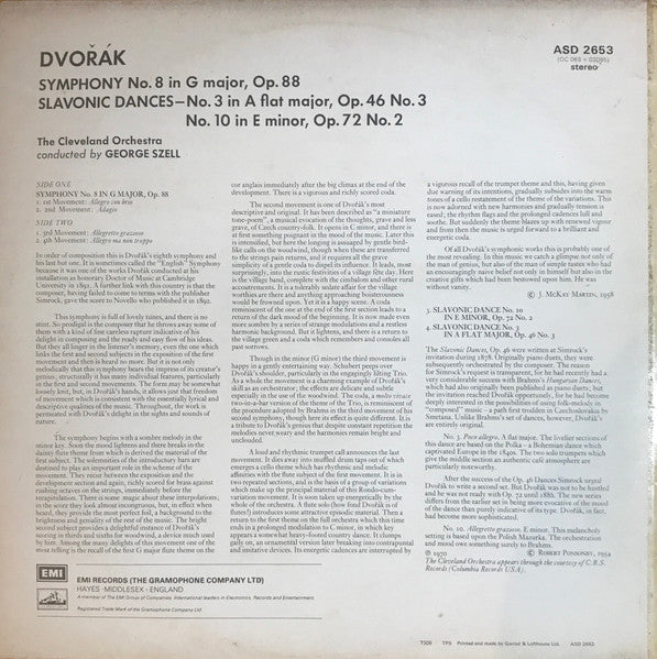 George Szell, The Cleveland Orchestra, Antonín Dvořák – Symphony No. 8 In G LP vinyl record, image 2 of 4