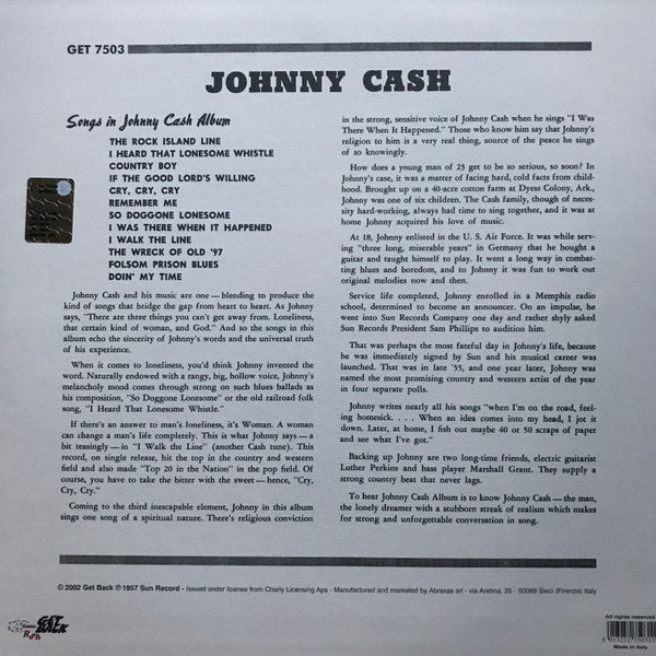Johnny Cash – With His Hot And Blue Guitar LP vinyl record, image 2 of 6