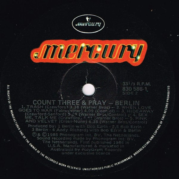 Berlin – Count Three & Pray LP vinyl record, image 4 of 5