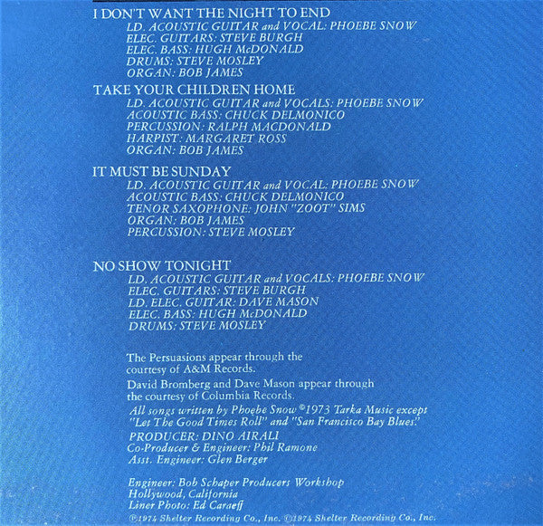 Phoebe Snow – Phoebe Snow LP vinyl record, image 4 of 6