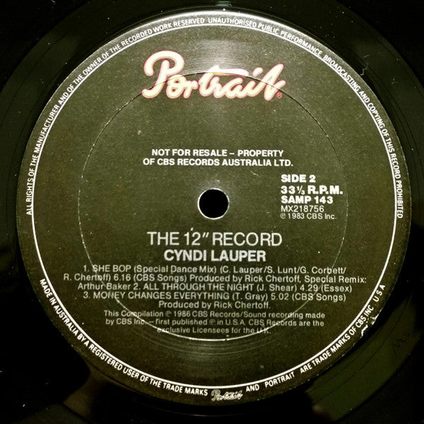 Cyndi Lauper – The 12" Record 12" vinyl record, image 2 of 2