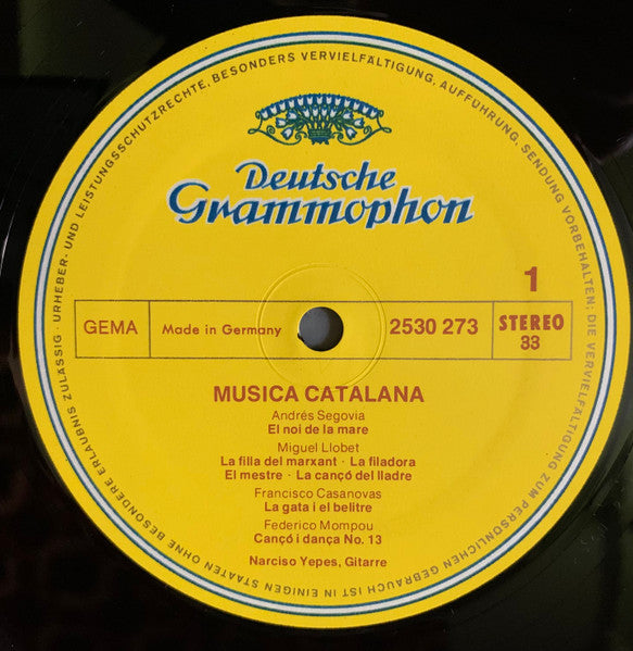 Narciso Yepes – Música Catalana LP vinyl record, image 4 of 7