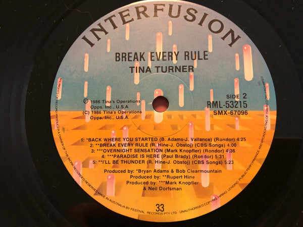 Tina Turner – Break Every Rule LP vinyl record, image 8 of 8