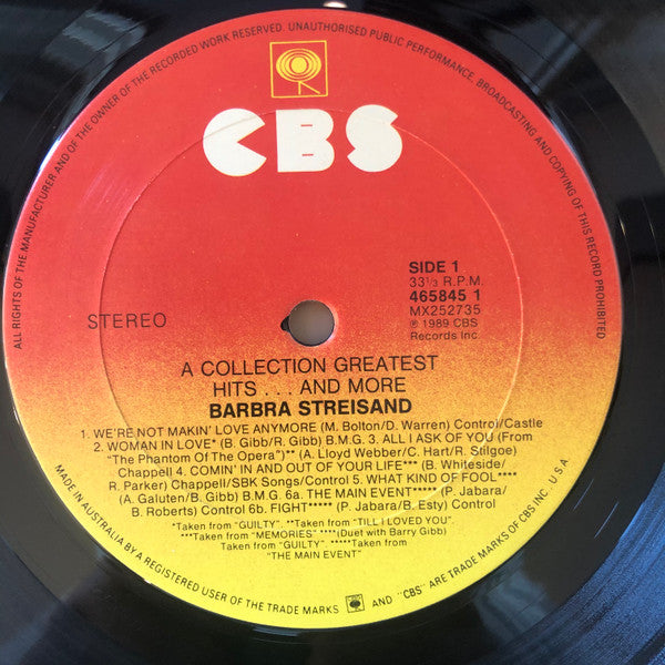 Barbra Streisand – A Collection Greatest Hits...And More LP vinyl record, image 3 of 4