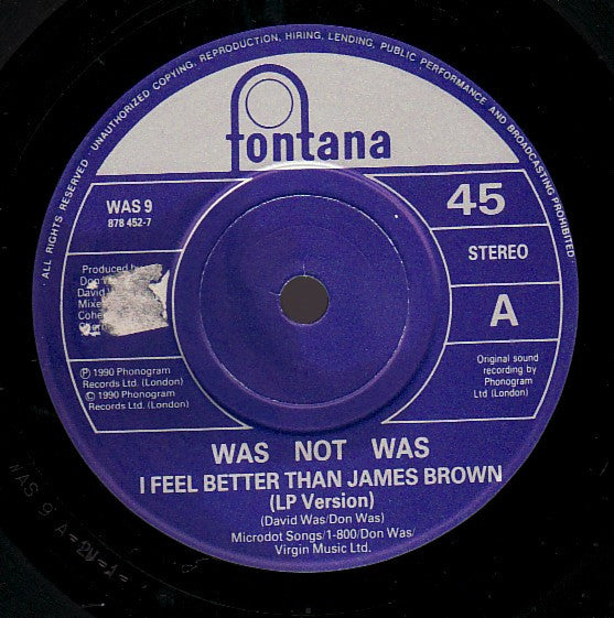Was (Not Was) – I Feel Better Than James Brown 7" vinyl record, image 3 of 4