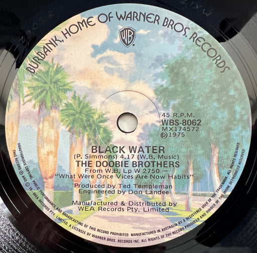 The Doobie Brothers – Black Water 7" vinyl record, image 1 of 2