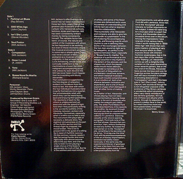 Milt Jackson, The Monty Alexander Trio – Soul Fusion LP vinyl record, image 2 of 6