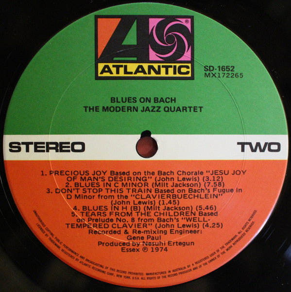The Modern Jazz Quartet – Blues On Bach LP vinyl record, image 4 of 4