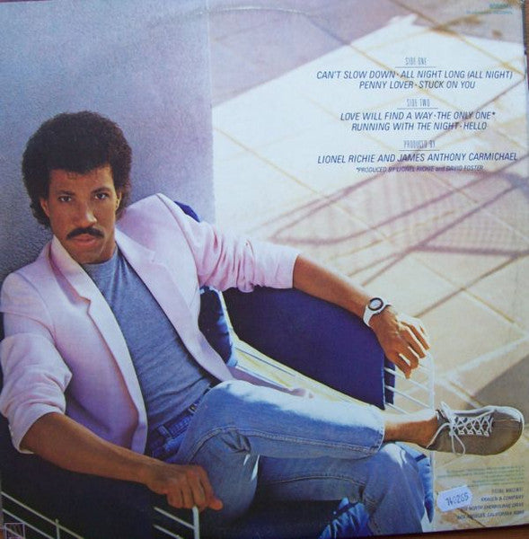 Lionel Richie – Can't Slow Down LP vinyl record, image 2 of 7