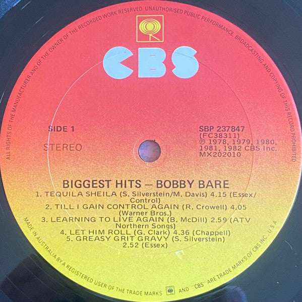 Bobby Bare – Biggest Hits LP vinyl record, image 4 of 5