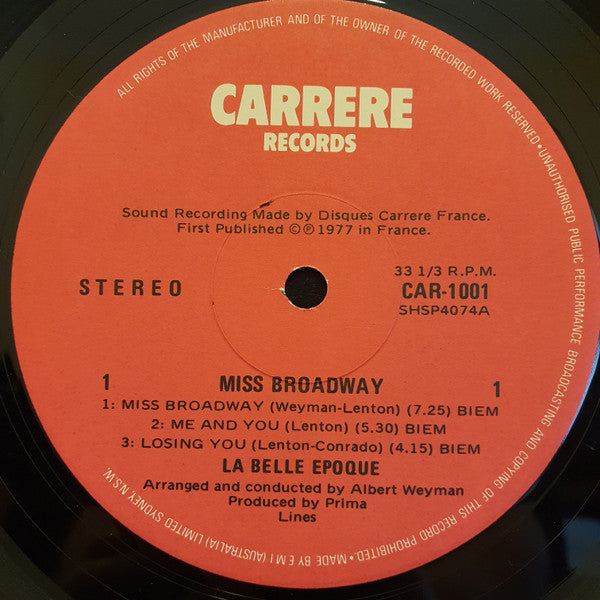 Belle Epoque – Miss Broadway LP vinyl record, image 4 of 6