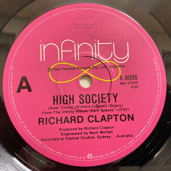 Richard Clapton – High Society 7" vinyl record, image 1 of 3