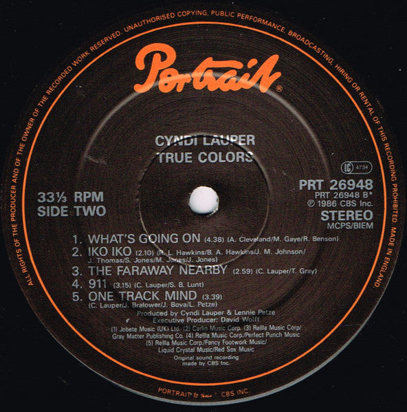 Cyndi Lauper – True Colors LP vinyl record, image 4 of 8