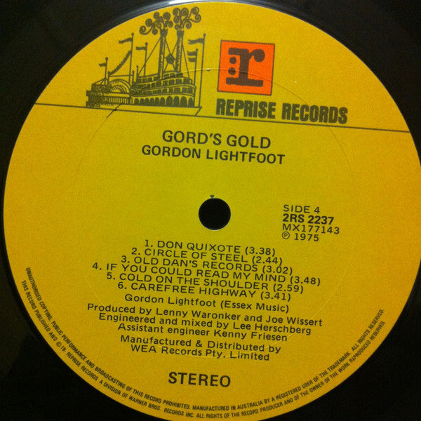 Gordon Lightfoot – Gord's Gold (2xLP) LP vinyl record, image 8 of 8