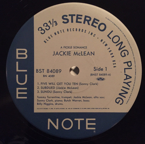 Jackie McLean – A Fickle Sonance LP vinyl record, image 4 of 4