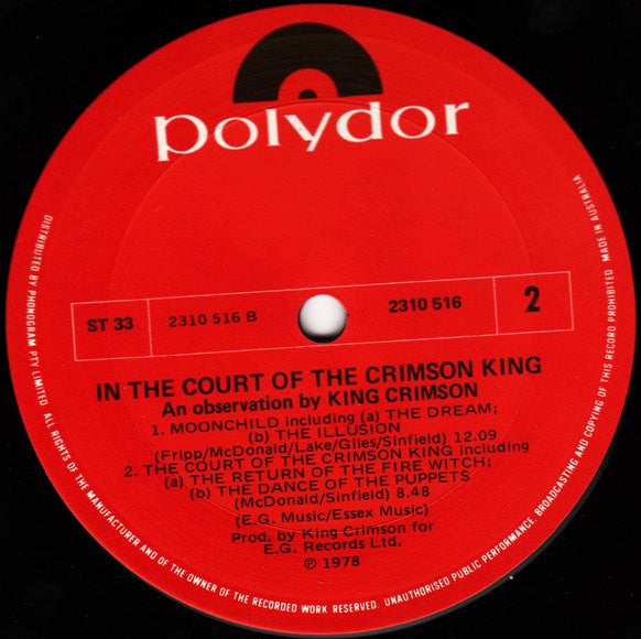 King Crimson – In The Court Of The Crimson King (An Observation By King Crimson) LP vinyl record, image 6 of 6