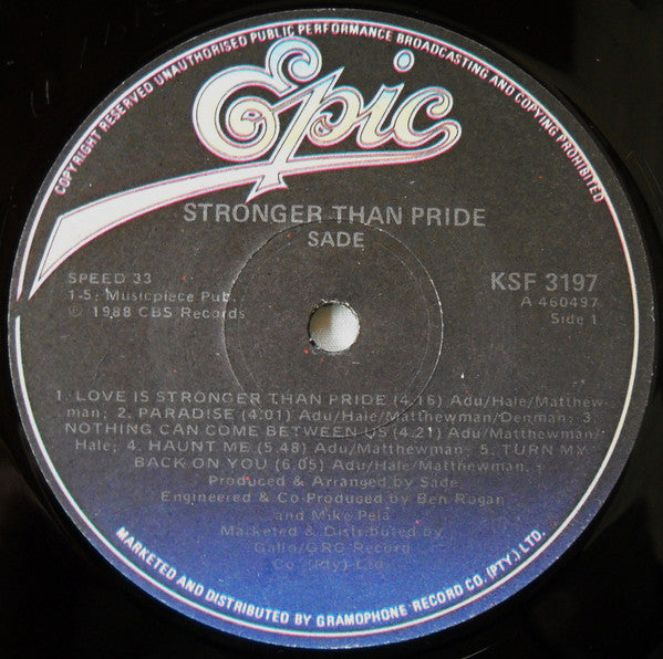 Sade – Stronger Than Pride LP vinyl record, image 3 of 6