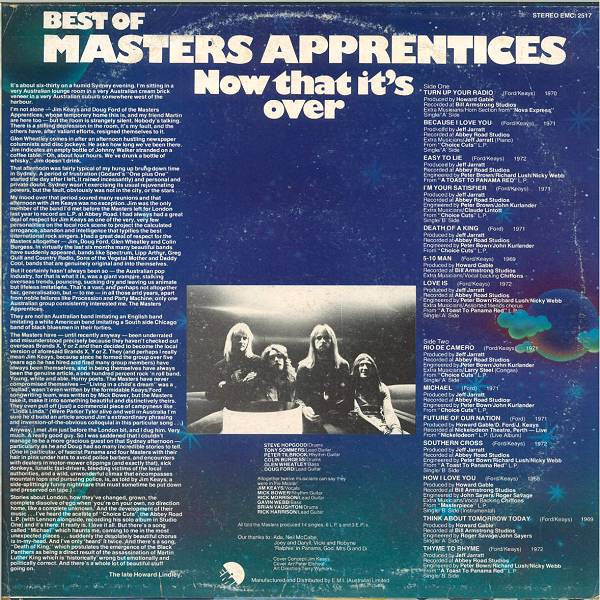 The Master's Apprentices – Now That It's Over LP vinyl record, image 2 of 7