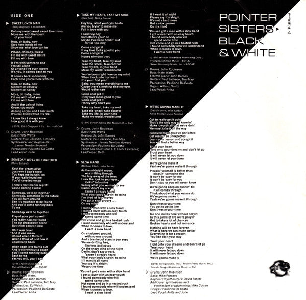 Pointer Sisters – Black & White LP vinyl record, image 5 of 6