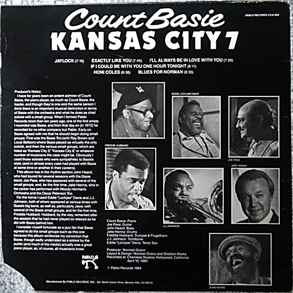 Count Basie – Kansas City 7 LP vinyl record, image 2 of 4
