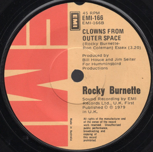 Rocky Burnette – Tired Of Toein The Line 7" vinyl record, image 2 of 2