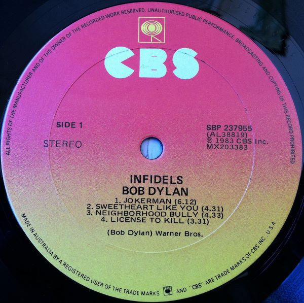 Bob Dylan – Infidels LP vinyl record, image 4 of 6