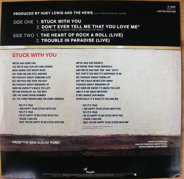 Huey Lewis & The News – Stuck With You 12" vinyl record, image 2 of 4