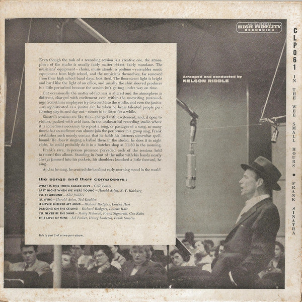 Frank Sinatra – In The Wee Small Hours (Part 2) LP vinyl record, image 2 of 4
