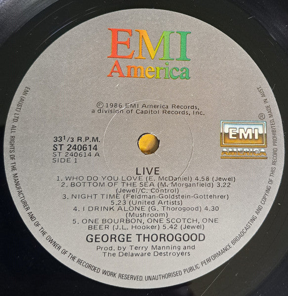 George Thorogood & The Destroyers – Live LP vinyl record, image 4 of 5