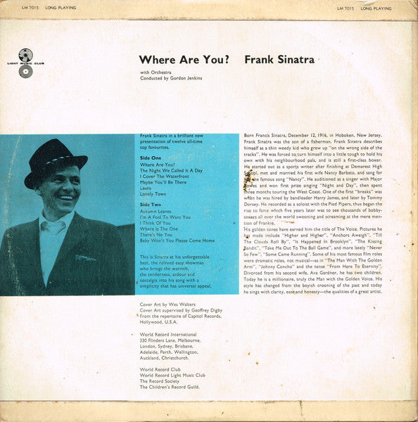 Frank Sinatra – Where Are You? LP vinyl record, image 2 of 4