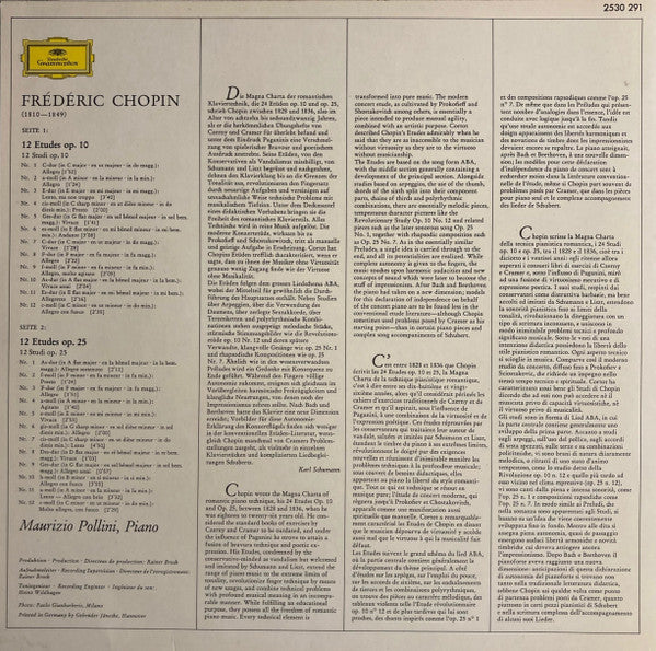 Frédéric Chopin, Maurizio Pollini – Études Op. 10 & Op. 25 LP vinyl record, image 2 of 4