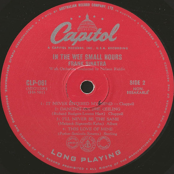 Frank Sinatra – In The Wee Small Hours (Part 2) LP vinyl record, image 4 of 4
