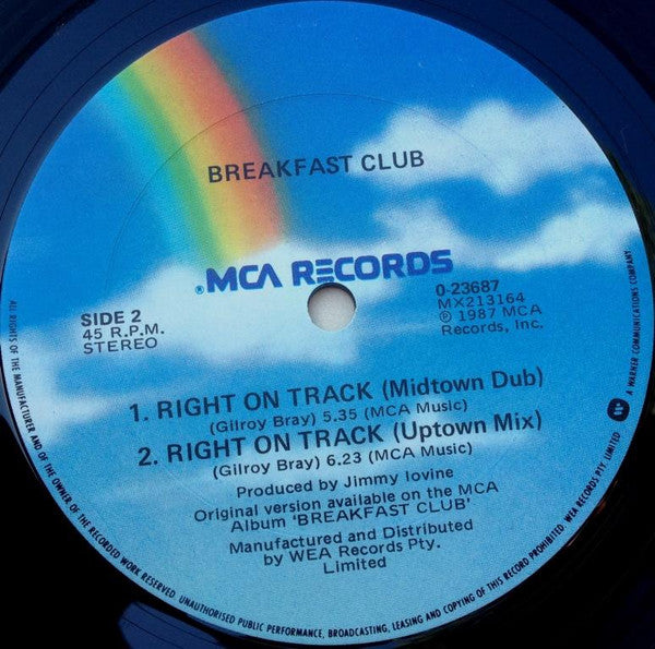 Breakfast Club – Right On Track 12" vinyl record, image 4 of 6