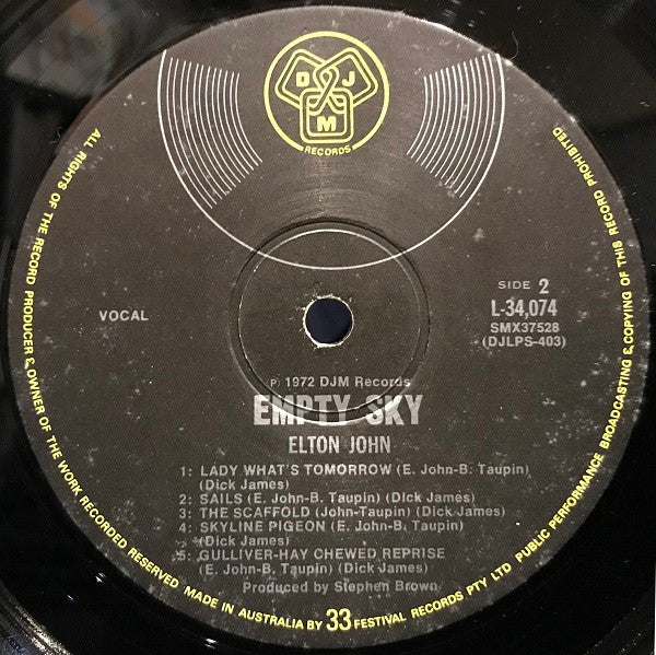 Elton John – Empty Sky LP vinyl record, image 4 of 10
