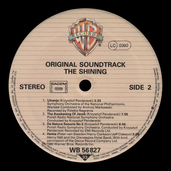 Various – The Shining (Original Sound Track) LP vinyl record, image 4 of 5