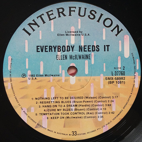 Ellen McIlwaine, Jack Bruce – Everybody Needs It LP vinyl record, image 4 of 4