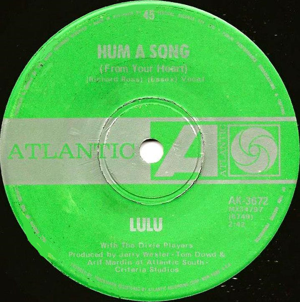 Lulu – Hum A Song (From Your Heart) / Where's Eddie 7" vinyl record, image 1 of 3