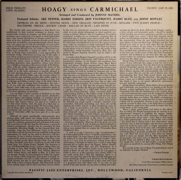 Hoagy Carmichael – Hoagy Sings Carmichael With The Pacific Jazzmen LP vinyl record, image 2 of 4